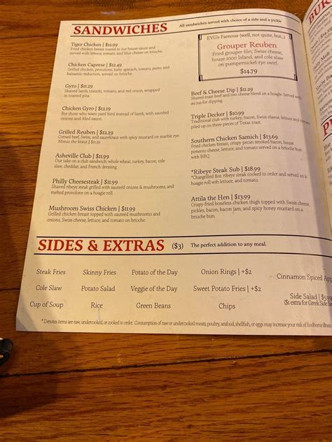 village pub asheville menu.